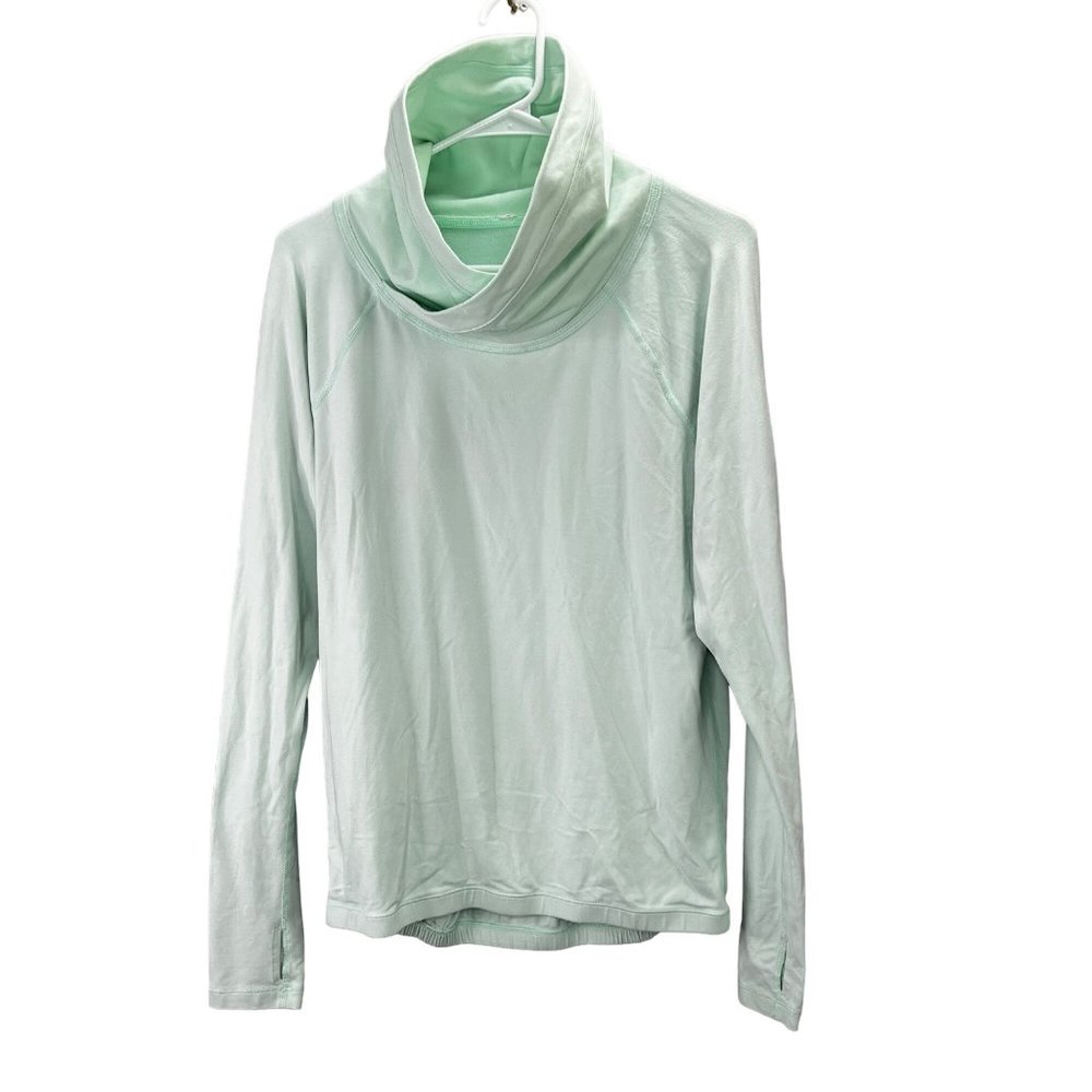 Lululemon Healthy Heart Pullover Cowl Funnel Neck Thumbholes size 8 Teal